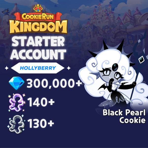 Black Pearl Cookie with 300,000+ Crystals - Cookie Run: Kingdom Starter Reroll Account (Hollyberry)