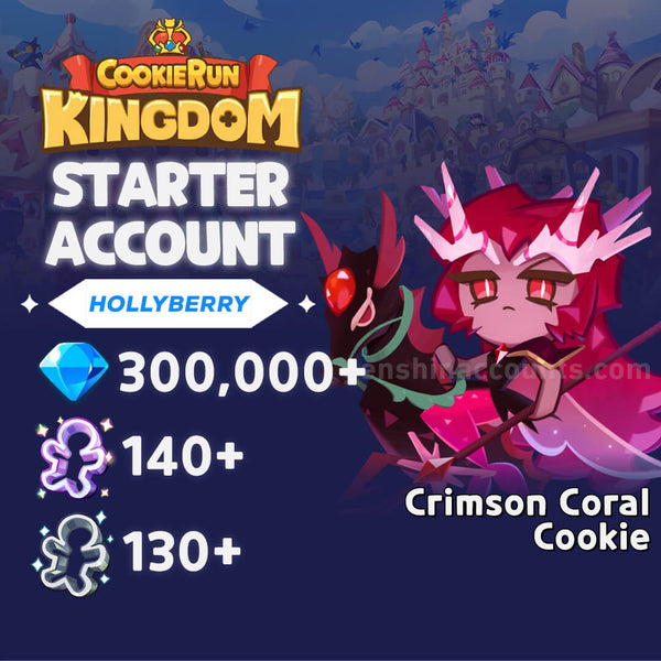 Crimson Coral Cookie with 300,000+ Crystals - Cookie Run: Kingdom Starter Reroll Account (Hollyberry)