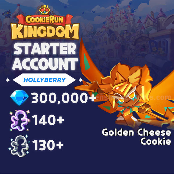 Golden Cheese Cookie with 300,000+ Crystals - Cookie Run: Kingdom Starter Reroll Account (Hollyberry)