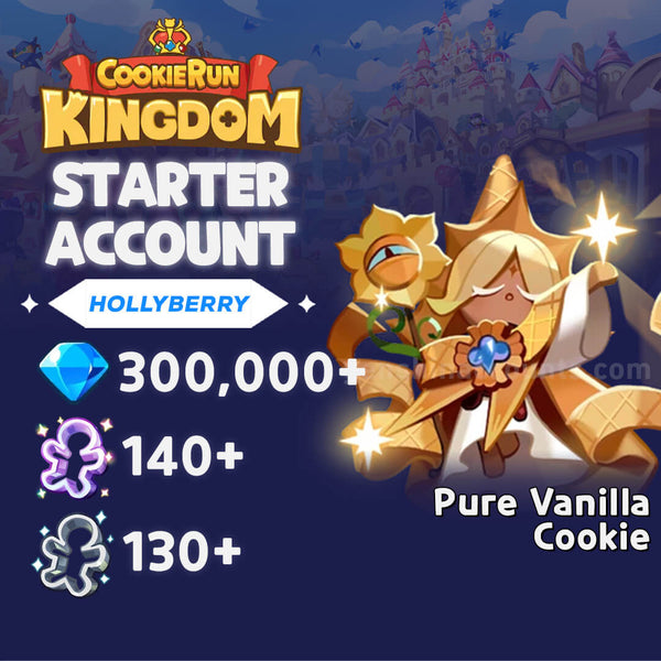 Pure Vanilla Cookie with 300,000+ Crystals - Cookie Run: Kingdom Starter Reroll Account (Hollyberry)