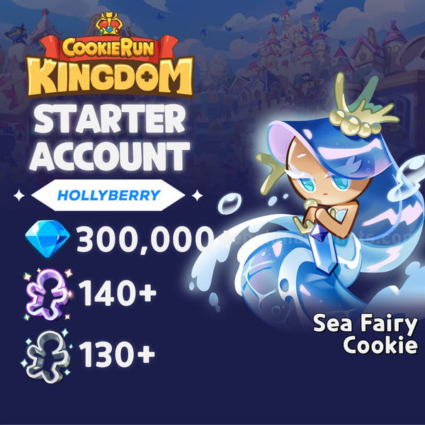 Sea Fairy Cookie with 300,000+ Crystals - Cookie Run: Kingdom Starter Reroll Account (Hollyberry)